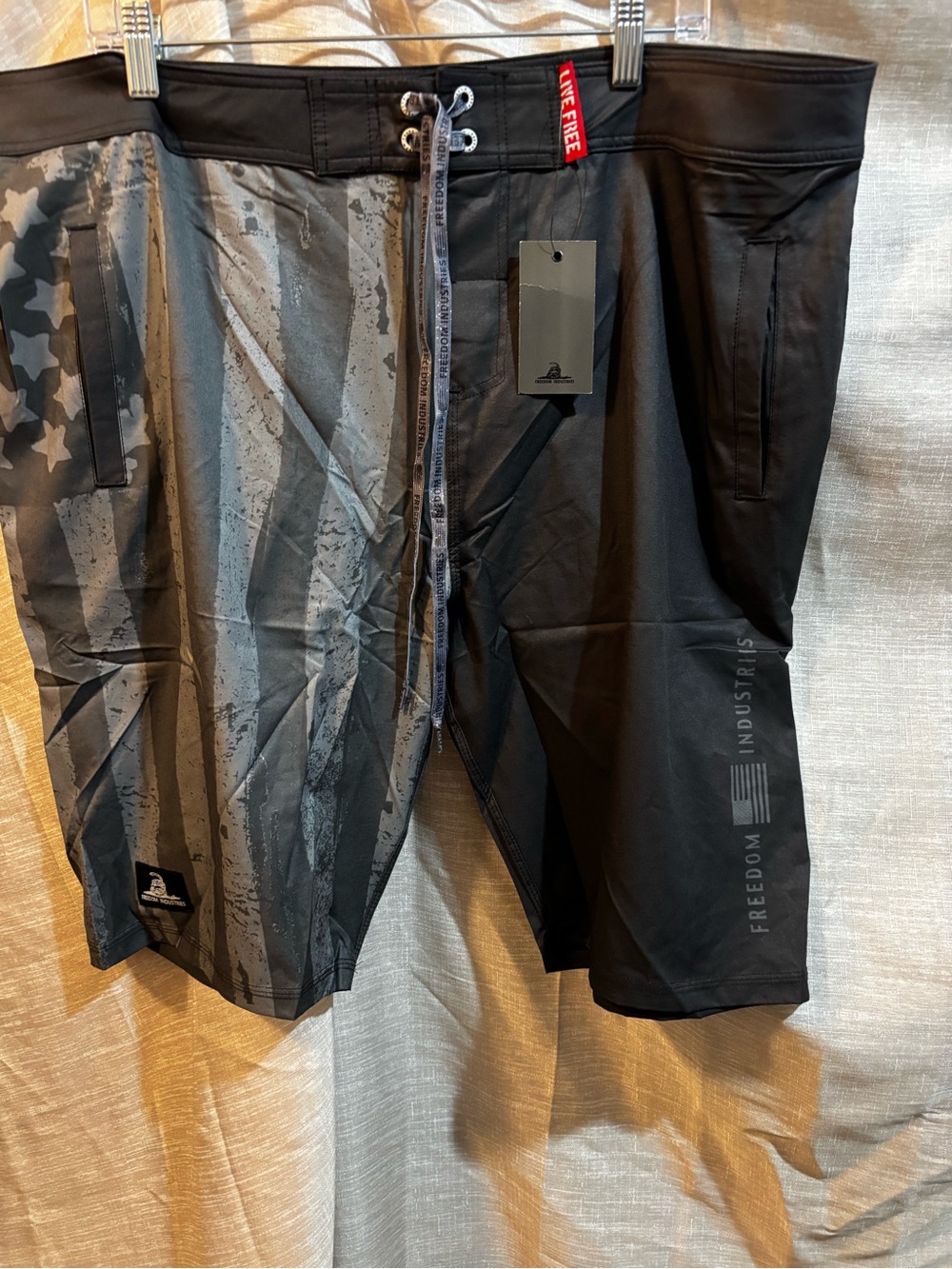 Freedom Industries Men’s Athletic Swim/Board Shorts - Black/Gray